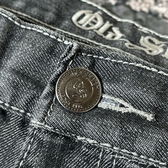 Vintage Old Skool Jeans Mens 34x32 Gray Wide Leg Baggy Hip Hop Skater Y2K Pants - Picture 16 of 16